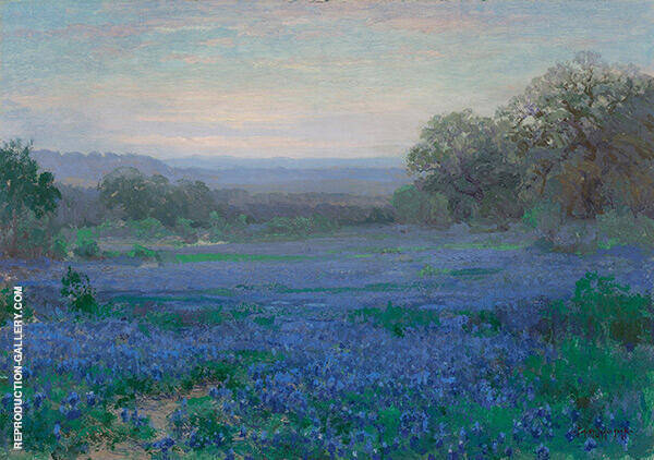 A Blue Bonnet Field Evening 1921 | Oil Painting Reproduction