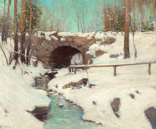 Stone Bridge in Winter Central Park | Oil Painting Reproduction