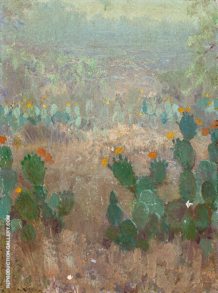 Texas Cactus in Bloom 1921 by Julian Onderdonk | Oil Painting Reproduction