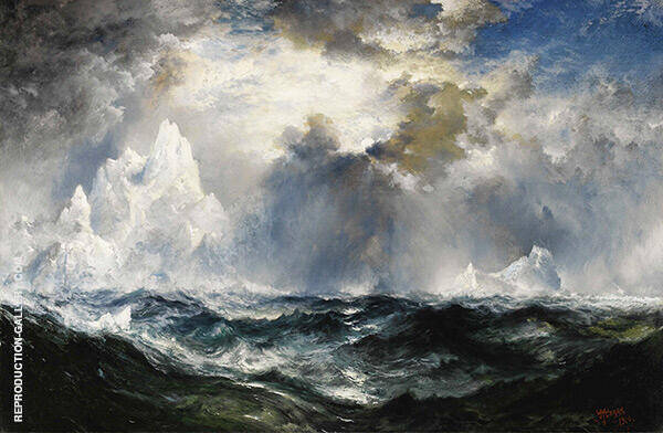 Moonlight Icebergs in Mid Atlantic 1910 | Oil Painting Reproduction