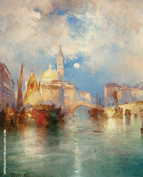 Moonrise Chioggia Venice 1897 by Thomas Moran | Oil Painting Reproduction