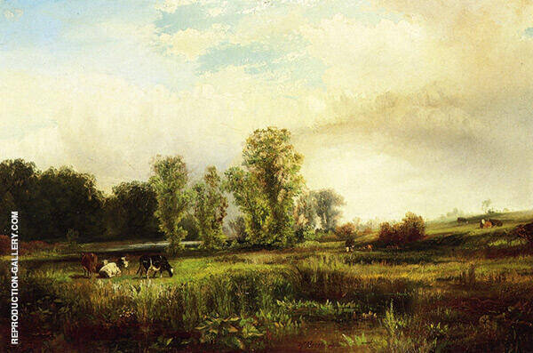 Summer Landscape with Cows by Thomas Moran | Oil Painting Reproduction