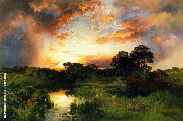 Sunset from The Inlet by Thomas Moran | Oil Painting Reproduction