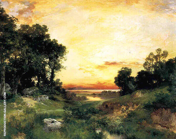 Sunset Long Island Sound by Thomas Moran | Oil Painting Reproduction