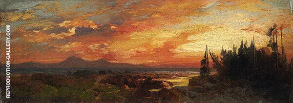 Sunset on The Great Salt Lake Utah By Thomas Moran