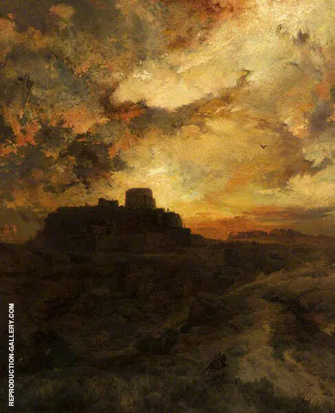 Sunset Pueblo del Walpe Arizona By Thomas Moran