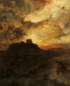 Sunset Pueblo del Walpe Arizona By Thomas Moran
