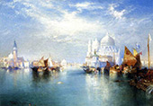 Venetian Canal Scene By Thomas Moran