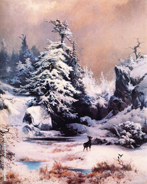 Winter in The Rockies by Thomas Moran | Oil Painting Reproduction