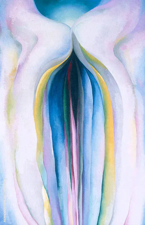 Grey Line with Black, Blue and Yellow By Georgia O'Keeffe
