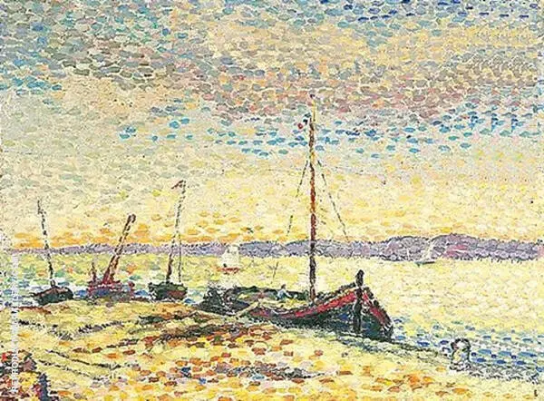 Boats in The Harbour By Leon Pourtau