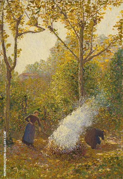 Peasants Feeding The Fire By Leon Pourtau