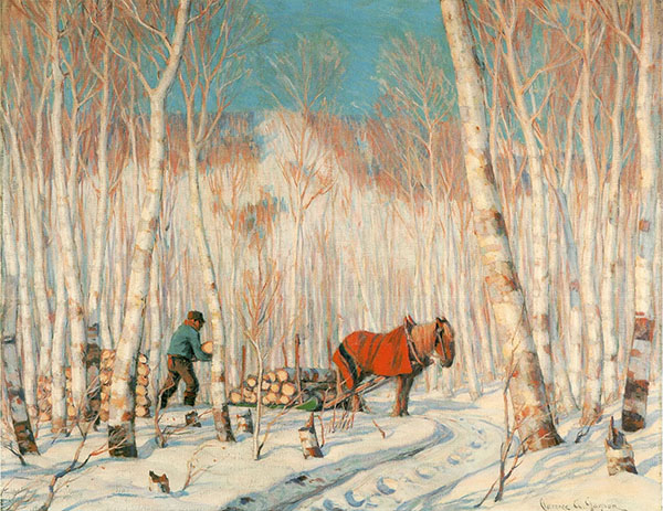 March in The Birch Woods by Clarence Cagnon | Oil Painting Reproduction