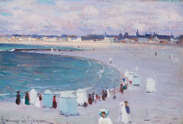 The Beach at St Malo 1908 by Clarence Cagnon | Oil Painting Reproduction