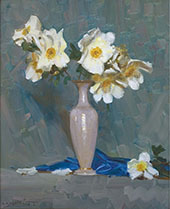 Roses in a Cream Vase By Arthur Streeton