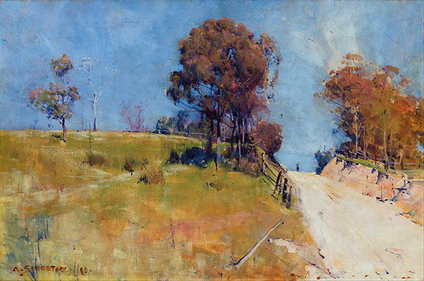 Cutting on a Hot Road by Arthur Streeton | Oil Painting Reproduction