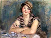 Brunette Woman at the Table, in Front of a Cup of Coffee By Charles Camoin