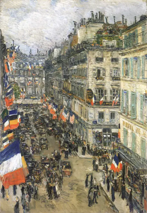 The 14th July Rue Daunou By Childe Hassam