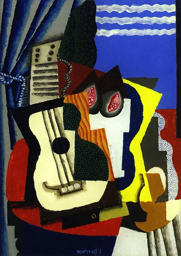 Guitar and Pomegranates by a Window By Louis Marcoussis
