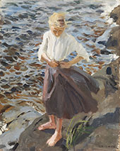 A Girl Standing in The Wind By Akseli Gallen Kallela