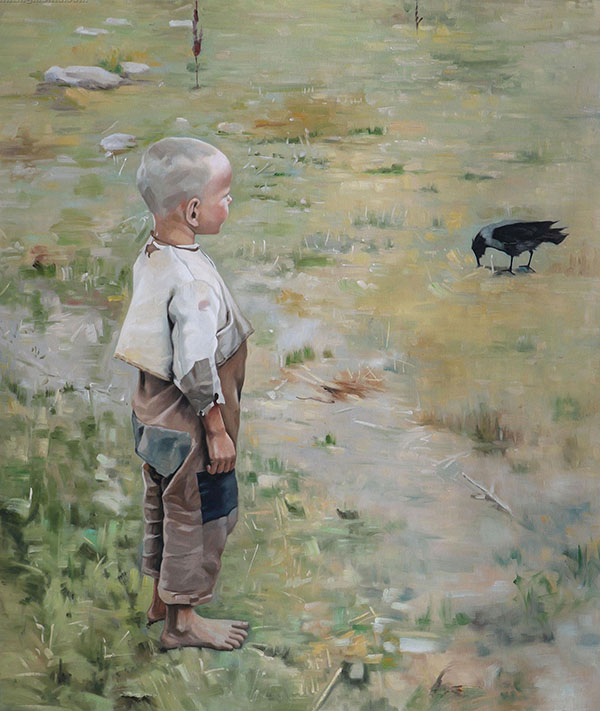Boy with a Crow by Akseli Gallen Kallela | Oil Painting Reproduction