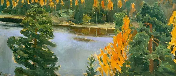Lake view in Autumn By Akseli Gallen Kallela