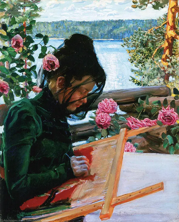 Mary Sewing in Kalela By Akseli Gallen Kallela