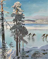 Skaters on Lake Ruovesi By Akseli Gallen Kallela