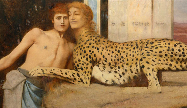 Caress of the Sphinx by Fernand Khnopff | Oil Painting Reproduction