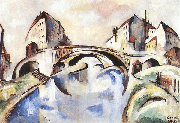 Cityscape with Bridge 1910 by Bela Kadar | Oil Painting Reproduction