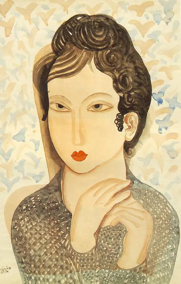 Portrait of a Woman with Black Hair 1938 By Bela Kadar