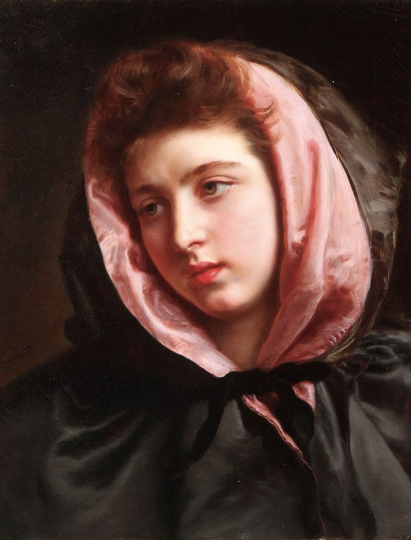 A Young Beauty with Silk Cape | Oil Painting Reproduction