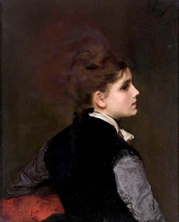 A Young Woman in Profile By Gustav Jacquet