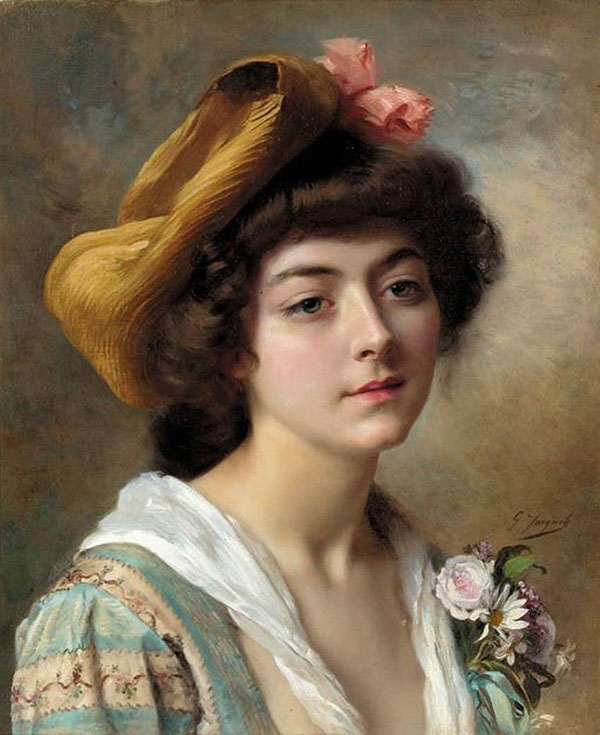 Head of a Girl by Gustav Jacquet | Oil Painting Reproduction