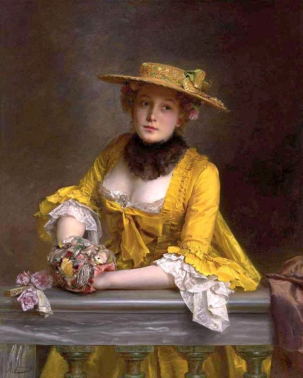 The Yellow Dress by Gustav Jacquet | Oil Painting Reproduction