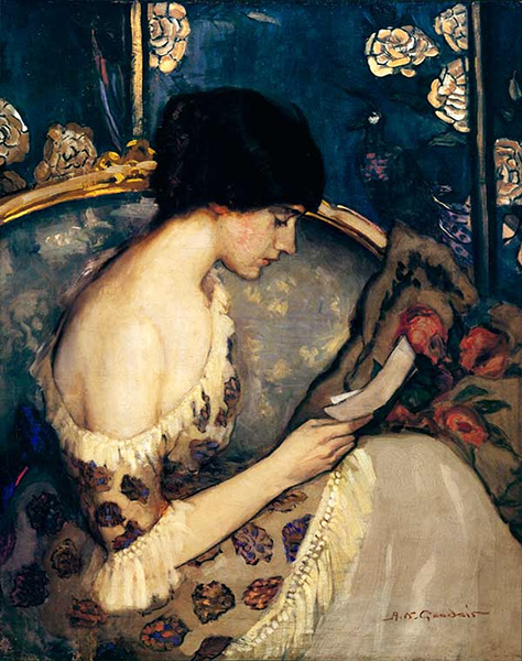 Girl on a Couch 1915 by Agnes Goodsir | Oil Painting Reproduction