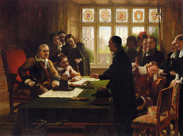 Oliver Cromwell and His Secretary John Milton Receiving a Deputation 1872 | Oil Painting Reproduction