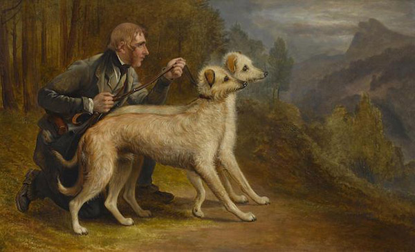 The Marquis of Huntleys Pair of Deerhounds Narren and Gaivney in a Highland Landscape | Oil Painting Reproduction