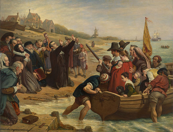 The Pilgrim Fathers Departure of a Puritan Family for New England 1856 | Oil Painting Reproduction