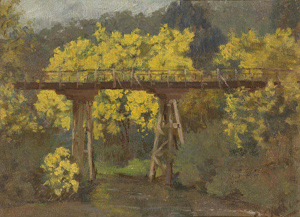 Wattle Warrandyte Bridge c1910 | Oil Painting Reproduction