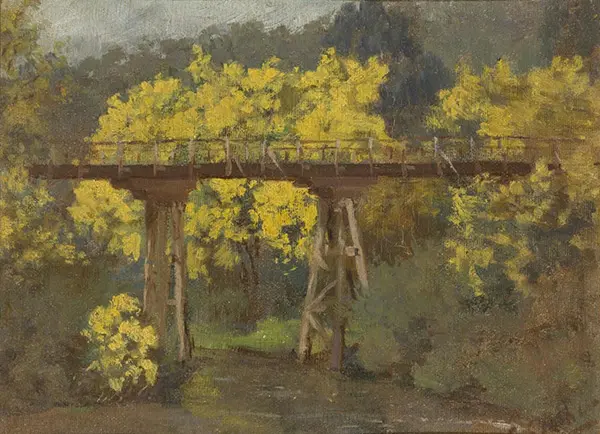 Wattle Warrandyte Bridge c1910 By Clara Southern