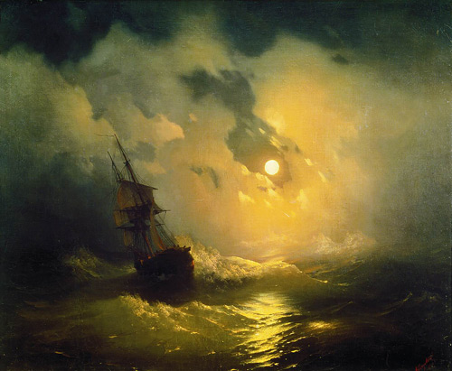 Stormy Sea at Night 1849 by Ivan Aivazovsky | Oil Painting Reproduction
