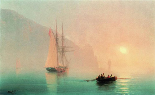 Ayu-Dag on a Foggy Dog 1853 by Ivan Aivazovsky | Oil Painting Reproduction