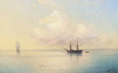 Sailing Ships on a Calm Day 1887 By Ivan Aivazovsky