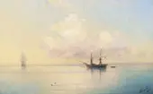 Sailing Ships on a Calm Day 1887 By Ivan Aivazovsky