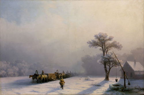 Winter Caravan on Road by Ivan Aivazovsky | Oil Painting Reproduction
