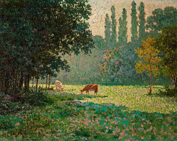 A Meadow with Two Cows 1886 | Oil Painting Reproduction