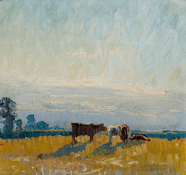 Colour Note with Cows 1917 by Elioth Gruner | Oil Painting Reproduction