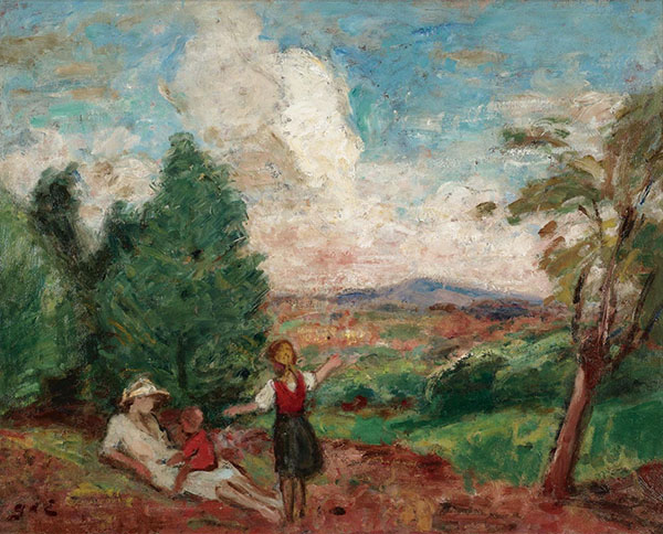 Mother and Children on Landscape 1923 | Oil Painting Reproduction