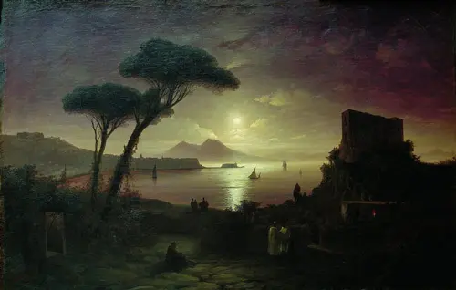 The Bay of Naples at Moonlight 1842 By Ivan Aivazovsky
